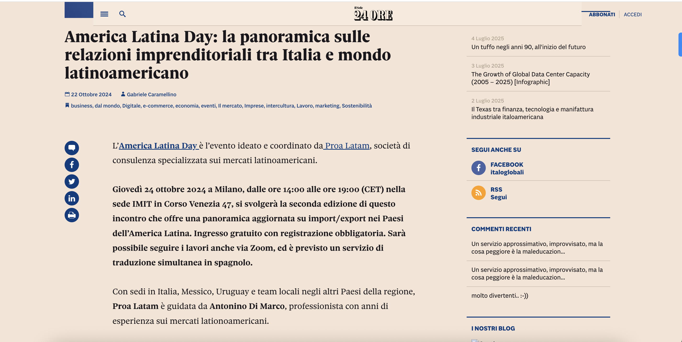 America Latina day sole 24 ore